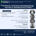 WEBINAR INTERNATIONAL RELATIONS PROGRAM  ‘’POTENTIAL STRATEGIC PARTNERSHIP IN AUSTRALIA – INDONESIA RELATIONS