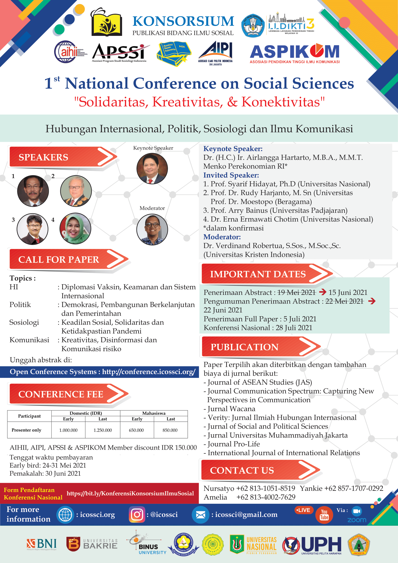Konsorsium dan Seminar Nasional: “1st National Conference on Social Sciences: ‘Solidaritas, Kreativitas, & Konektivitas'”